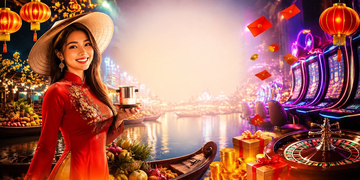 Phong bì đỏ tiền thưởng tại quán cà phê Cần Thơ, không khí lễ hội đặc trưng Việt Nam